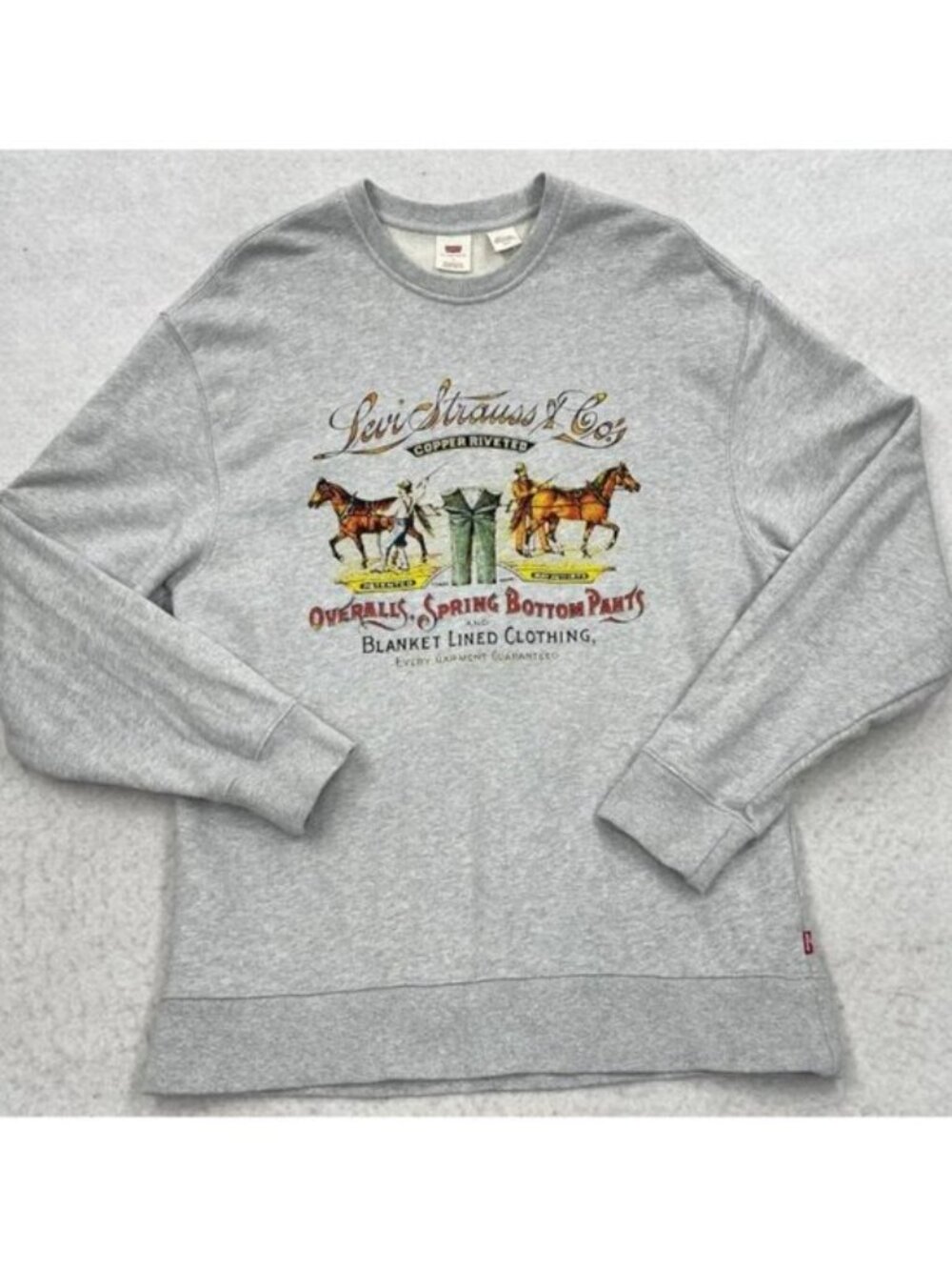 Levi's Two Horse Relaxed Fit Heritage Cotton Gray Sweatshirt Men's Small